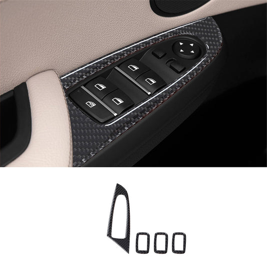 4Pcs Carbon Fiber Power Window Control Trim for BMW X3 F25 X4 F26 2011-2017