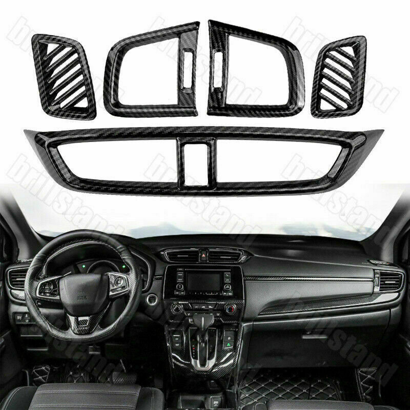 5P for HONDA CR-V CRV 2017-2022 Carbon Fiber Inner Dashboard Air Vent Cover Trim