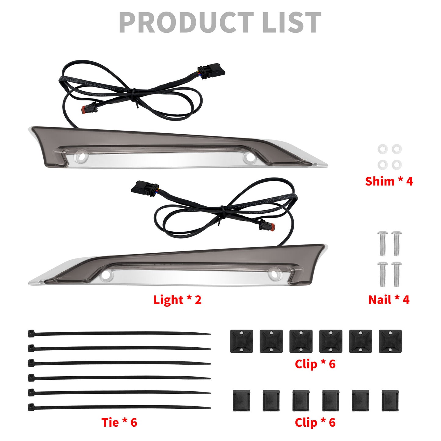 Chrome Windshield Trim LED Turn Signal Light w/ Smoke Lens for Harley Road Glide