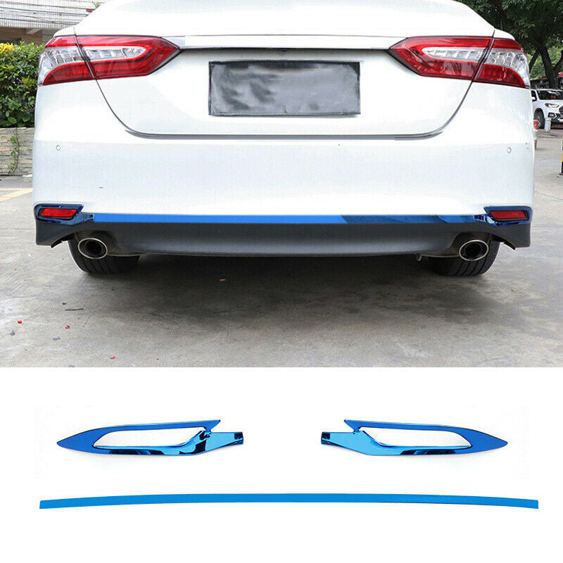 3pc for Toyota for Camry 2018-2023 Blue Steel Rear Bumper Strip Protector Cover Trim
