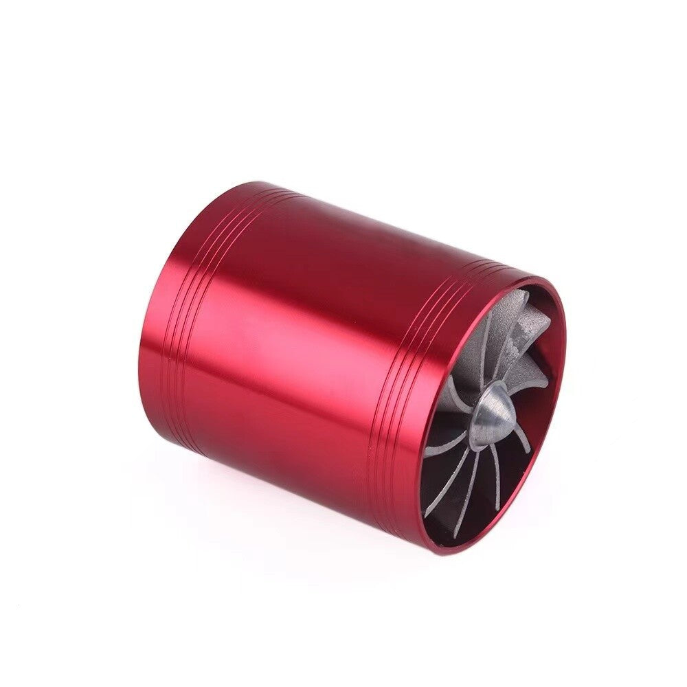 Car Turbo Supercharger Air Intake Double Fan Turbo Gas Fuel Aluminum Alloy