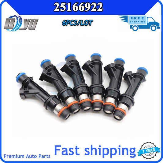 6 new fuel injectors, model 25166922, for Isuzu Rodeo, for Honda Passport, for Acura 3.2L, 3.5L V6.