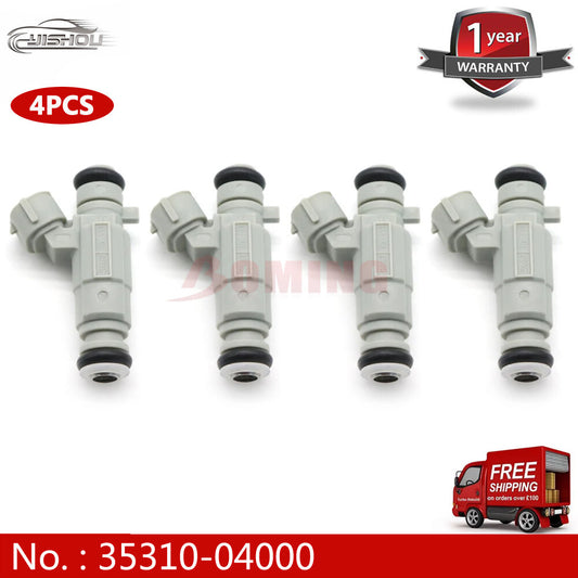 new 4-piece 35310-04000 fuel injector kit for Hyundai i10 2016 for Kia Picanto Mk2 1.0L.