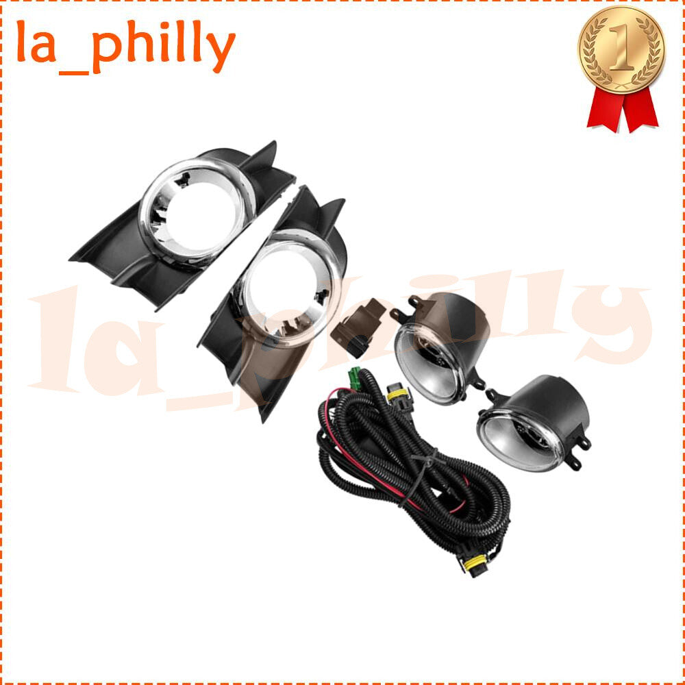 Car Fog Lamp Lights Fits 2009-2012 for Toyota Wish Complete Kit w/Bulb Bezel Wire