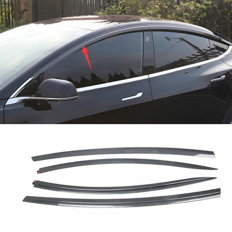 Carbon Fiber Window Vent Visor Sun Rain Guard Deflector for Tesla Model 3 17-23