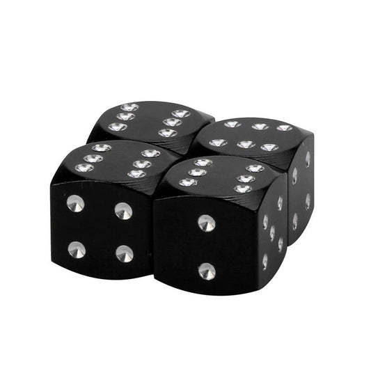 4-Piece Set of Car Wheel Tire Valve Stem Air Cap Dust Cover Truck Bicycle Black Dice