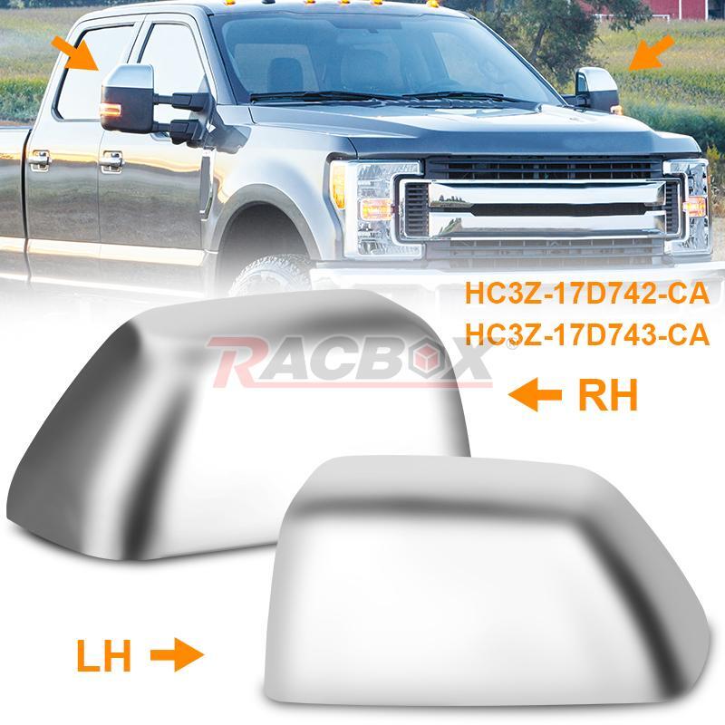 Chrome Mirror Cover Cap Set - LH RH FOR 17 thru 22 Super Duty F250 F350 for Ford