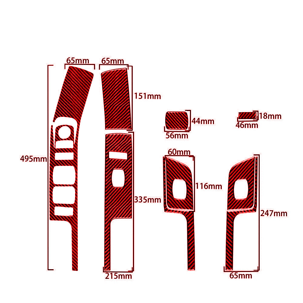 9Pcs Red Carbon Fiber Window Control Trim For Silverado for GMC for SIERRA 2014-2018 -A