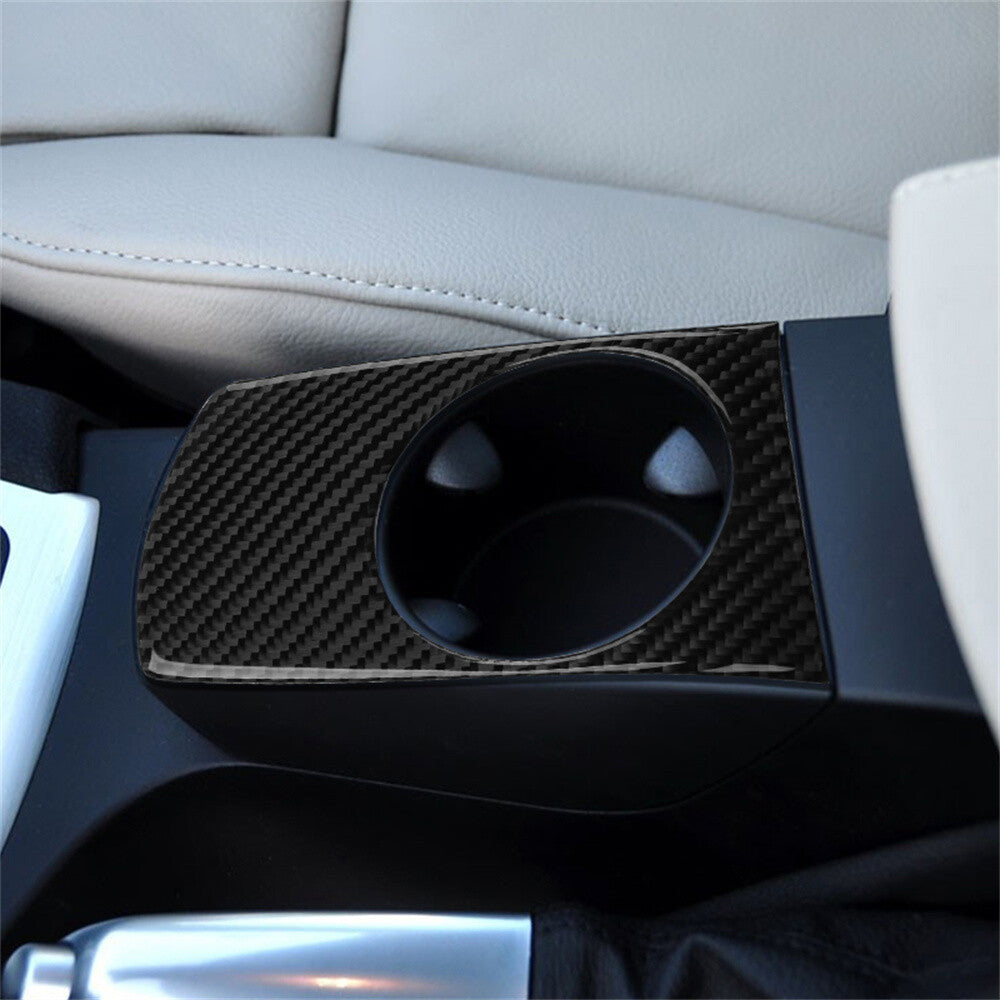Carbon Fiber Center Console Water Cup Plate Trim for BMW X3 2004-2010