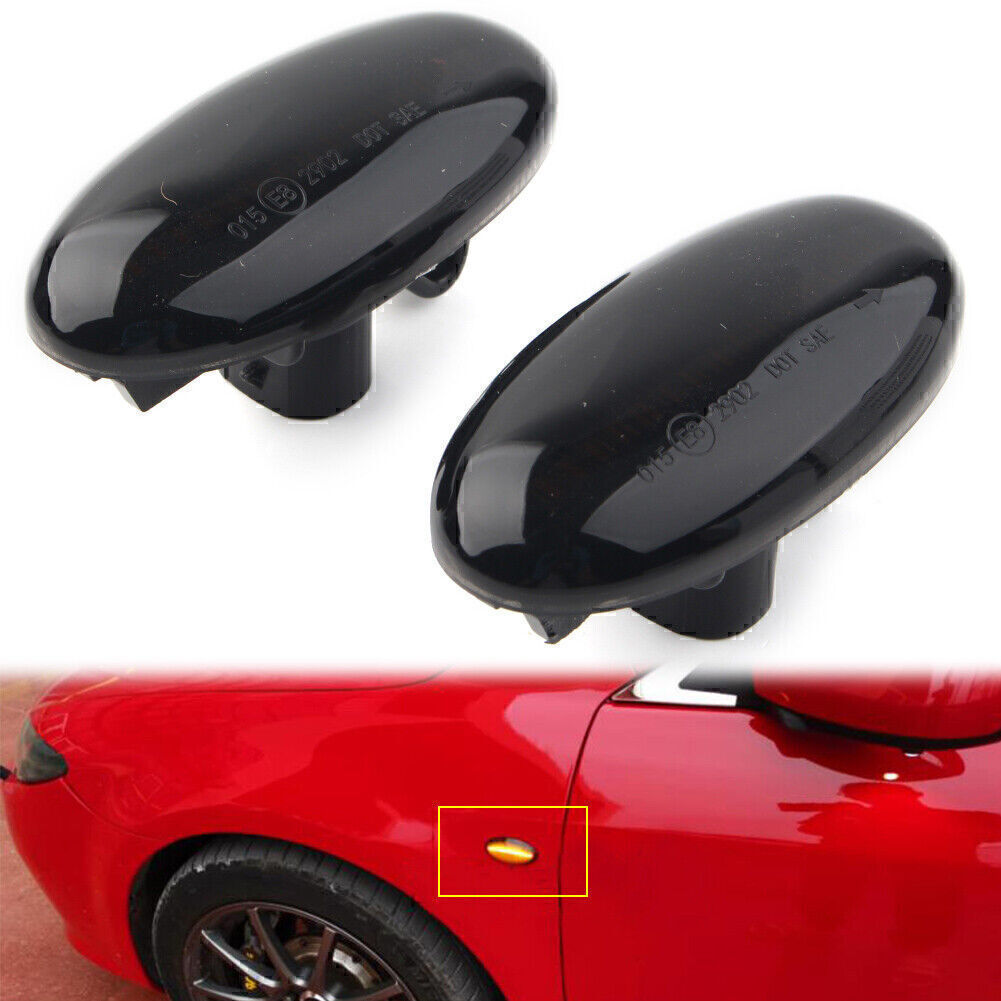 LED Dynamic Side Marker Sequential Blinker Lights Fit for MAZDA 3 2004-2011 Black