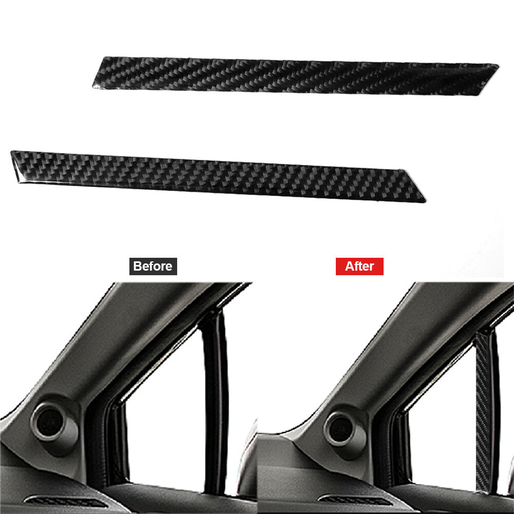 2Pcs Carbon Fiber Window Pillow Cover Trim for Honda for Civic Coupe 2013-2015