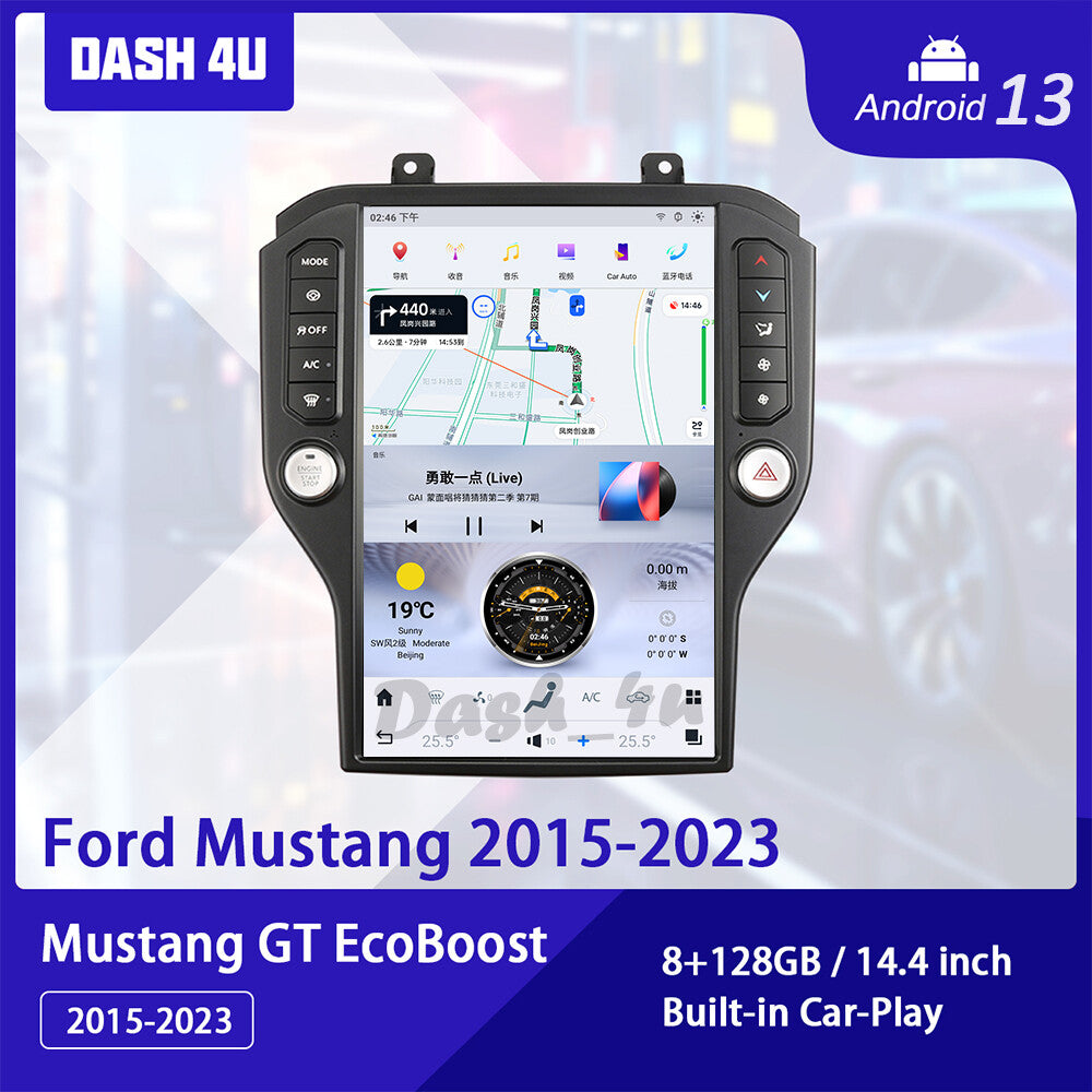 14.4Android 13 for Tesla for Smart Radio GPS Vertical Screen for Ford for Mustang 2015-2023