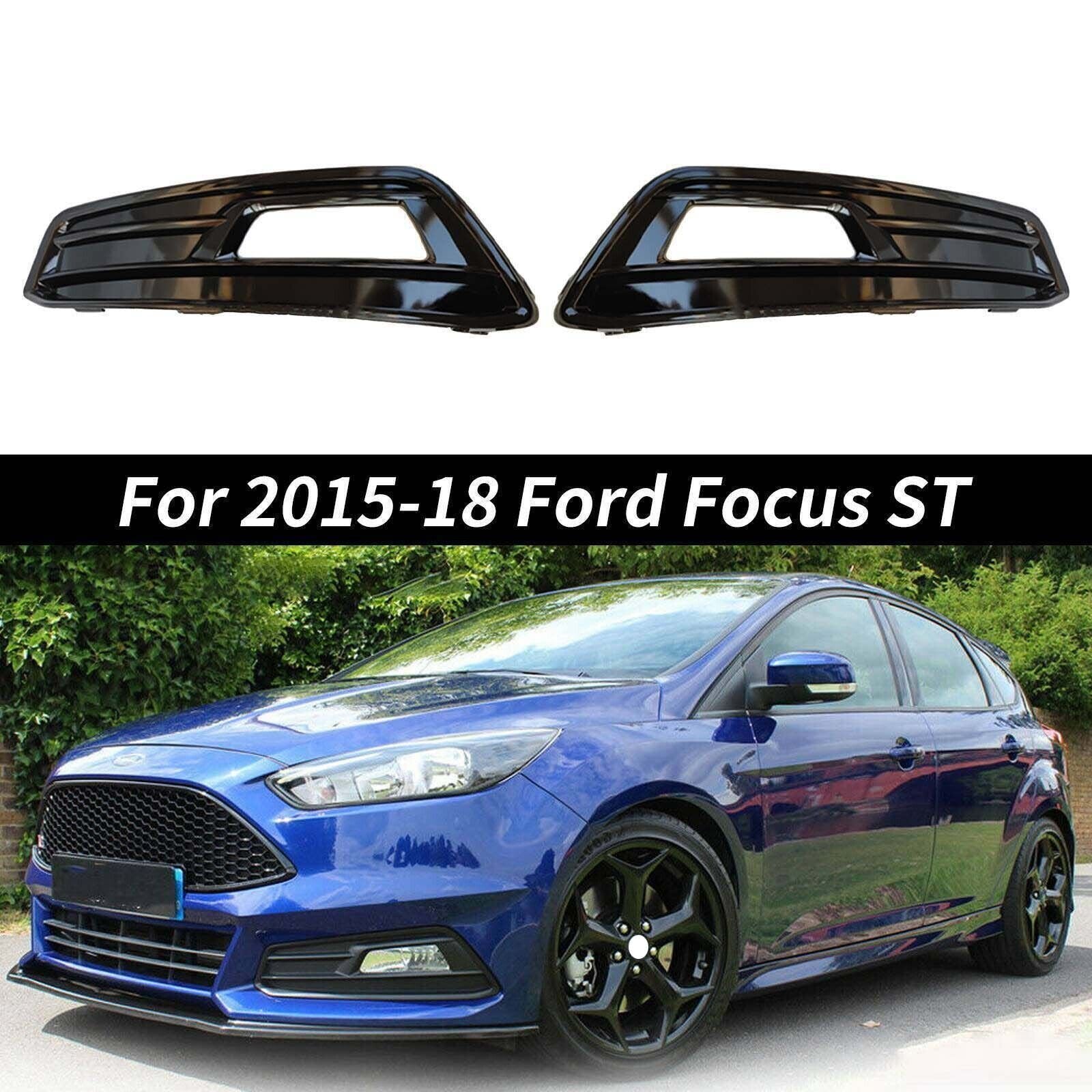 Glossy Black Fog Lamp Light Cover Trim Molding Bezel for Ford Focus ST 2015-2018