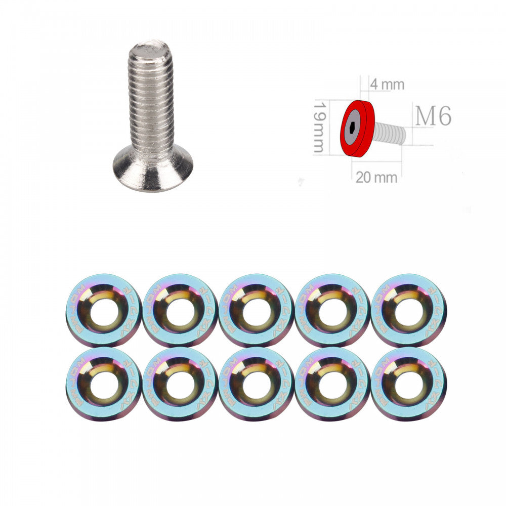 Fender Washers Bumper Flat Head Washers M6 Bolt Aluminum for 20Pcs