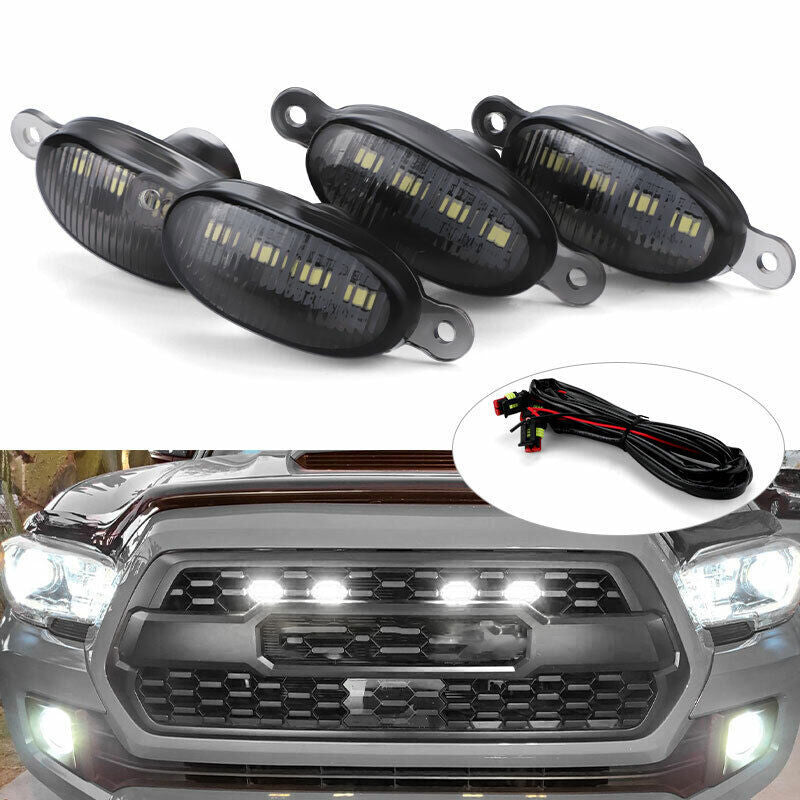 for Ford F150 2004-2024 Front Grille Smoke LED Light Style DRL Lamp trim