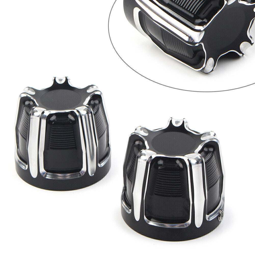 CNC Front Axle Nut Cap Covers Fit for Harley Softail Touring Street Glide Black
