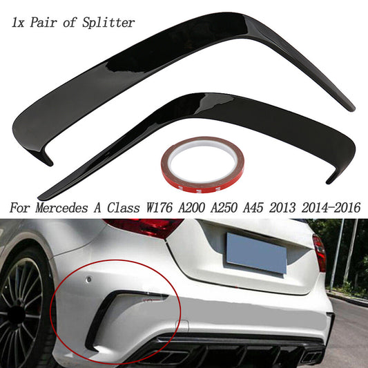 Rear bumper splitter, boiler, black, suitable for Mercedes W176, A200, A250, A45 (2013-2016).