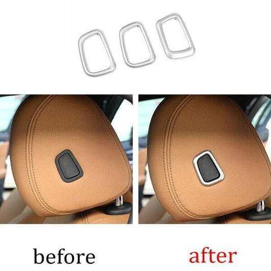 Cover Trim ABS Silver for Seat Headrest Button Ring for BMW 5 Series G30 2018-2022